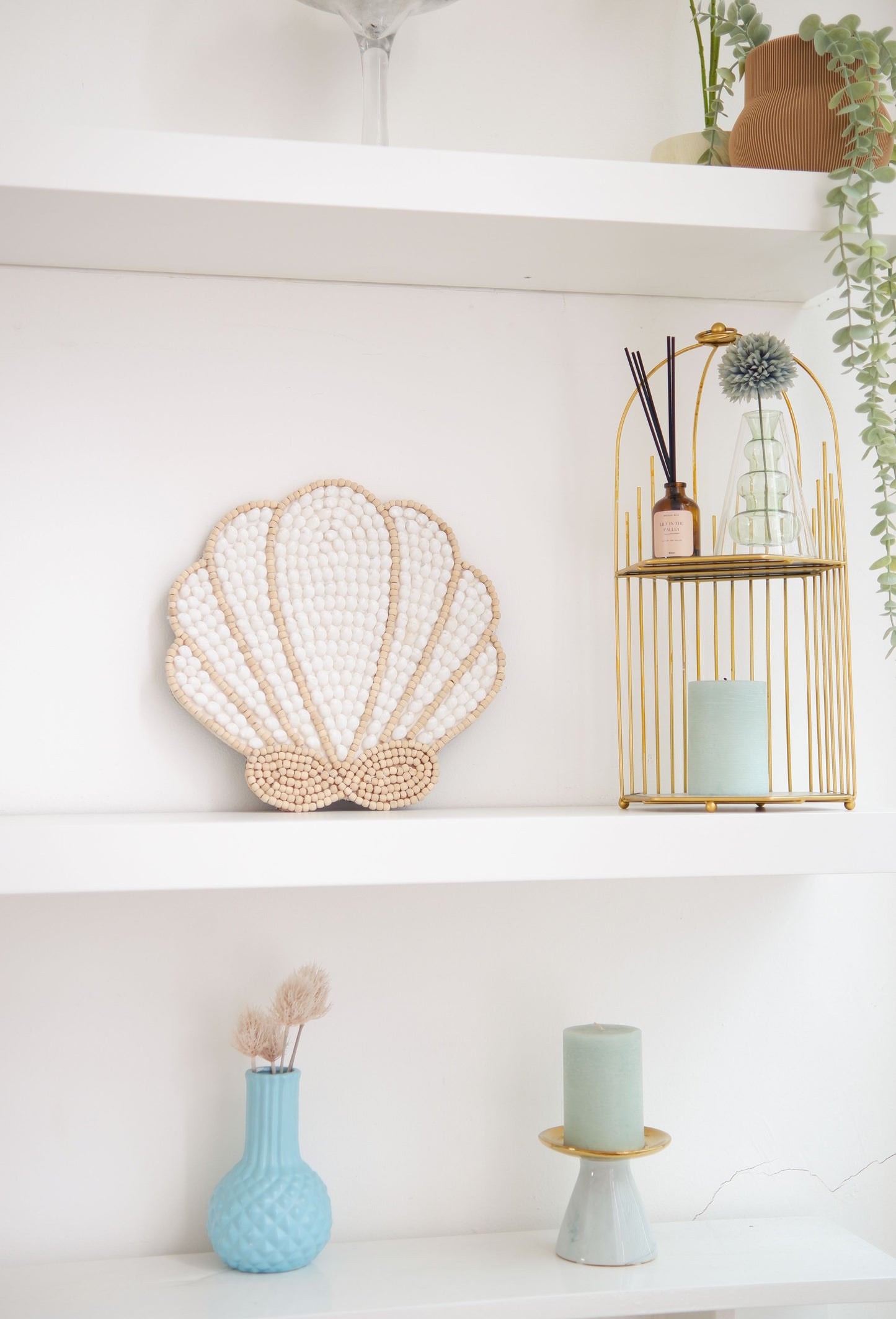 Sea Shell Wall Hanging for Boho Shelf Decoration